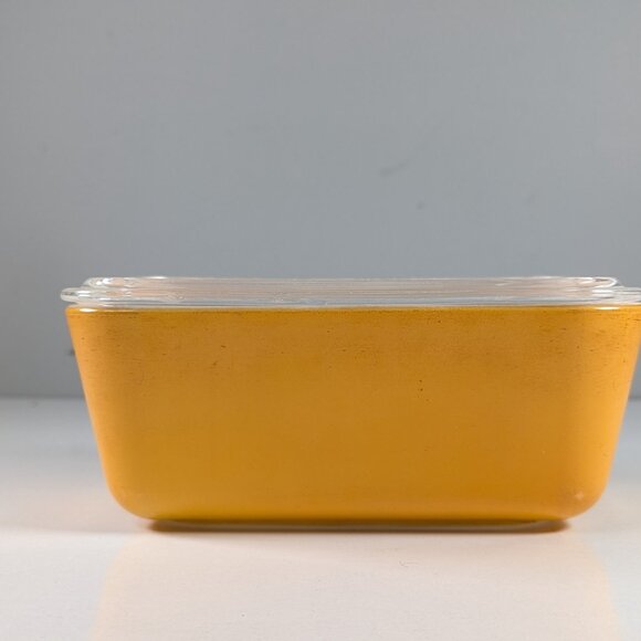Vintage Pyrex Yellow 0502 Refrigerator Dish 1 1/2 Pint w/Glass Ribbed Lid 502-C - Picture 2 of 11